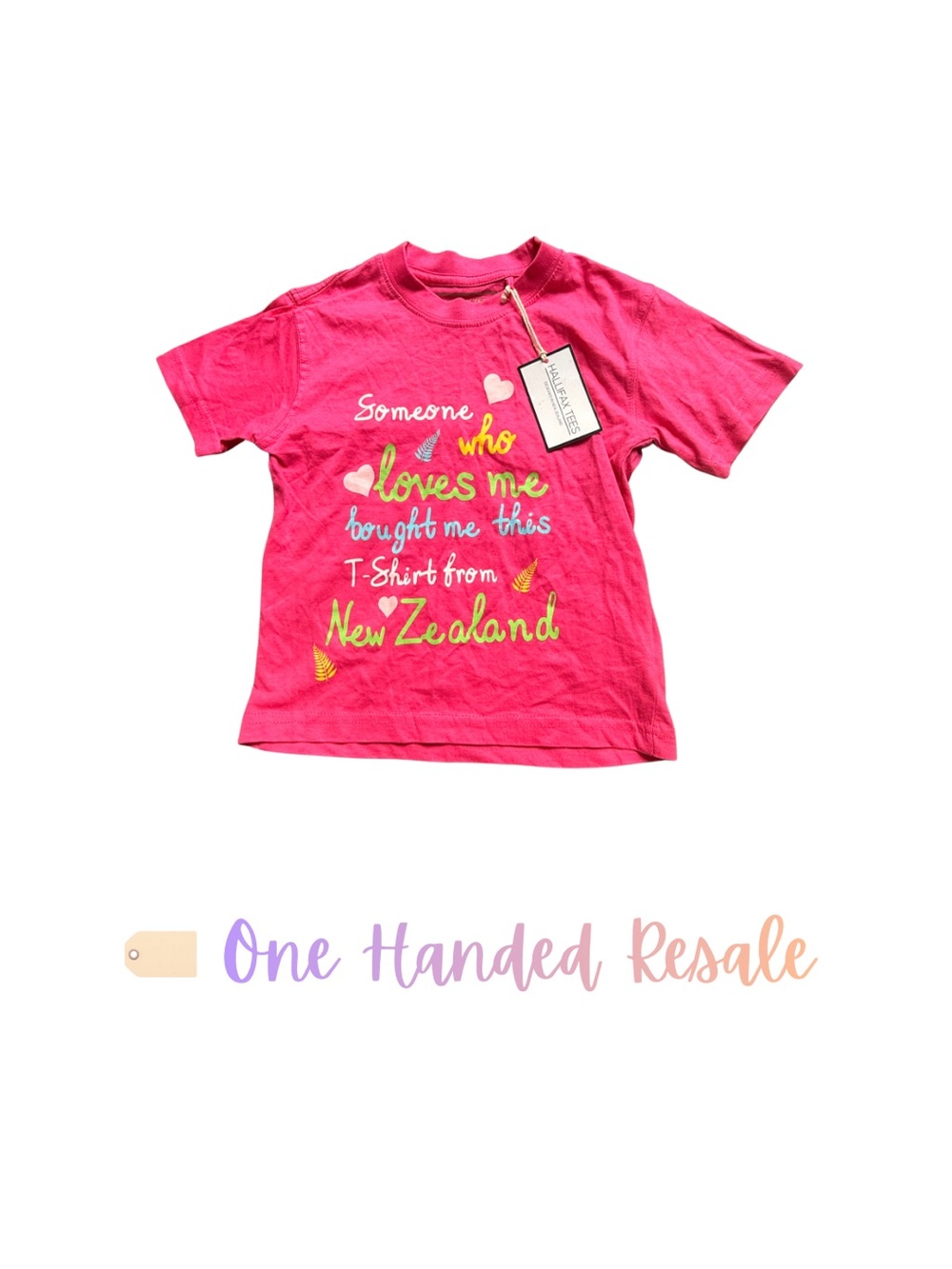🌿 Hallifax Tees New Zealand Kids Bright Pink Slogan Souvenir Graphic Tee 2